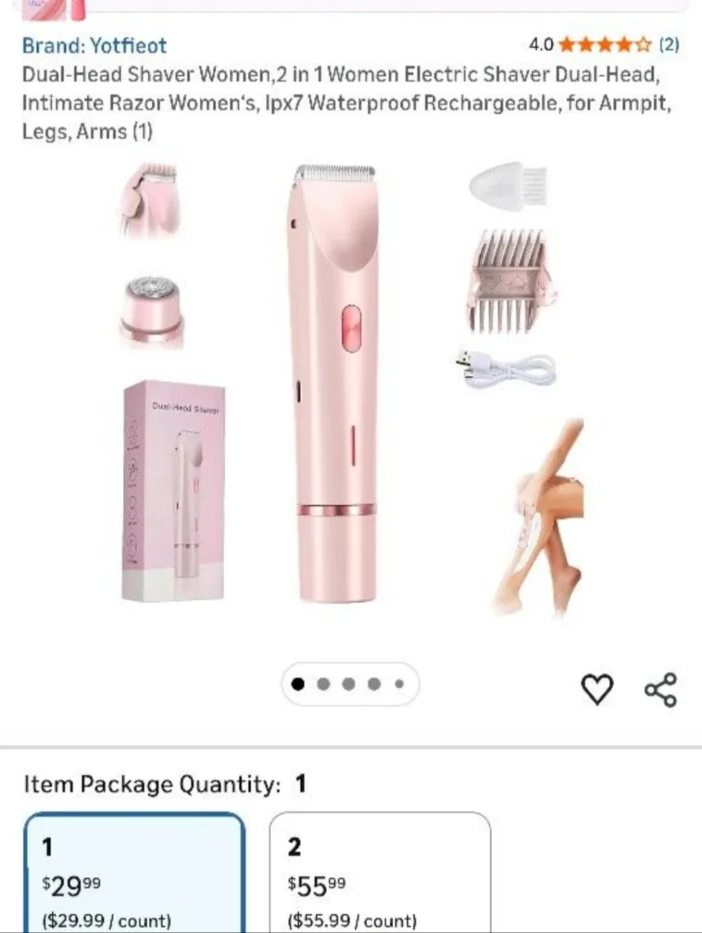 New Dual-Head Shaver for Women - Pink